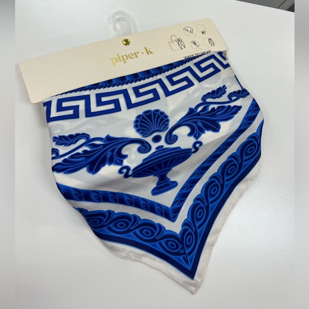 NWT ⚜️💙⚜️ Piper K Gorgeous Satin Head Scarf Bandana Head Wrap - Picture 4 of 7